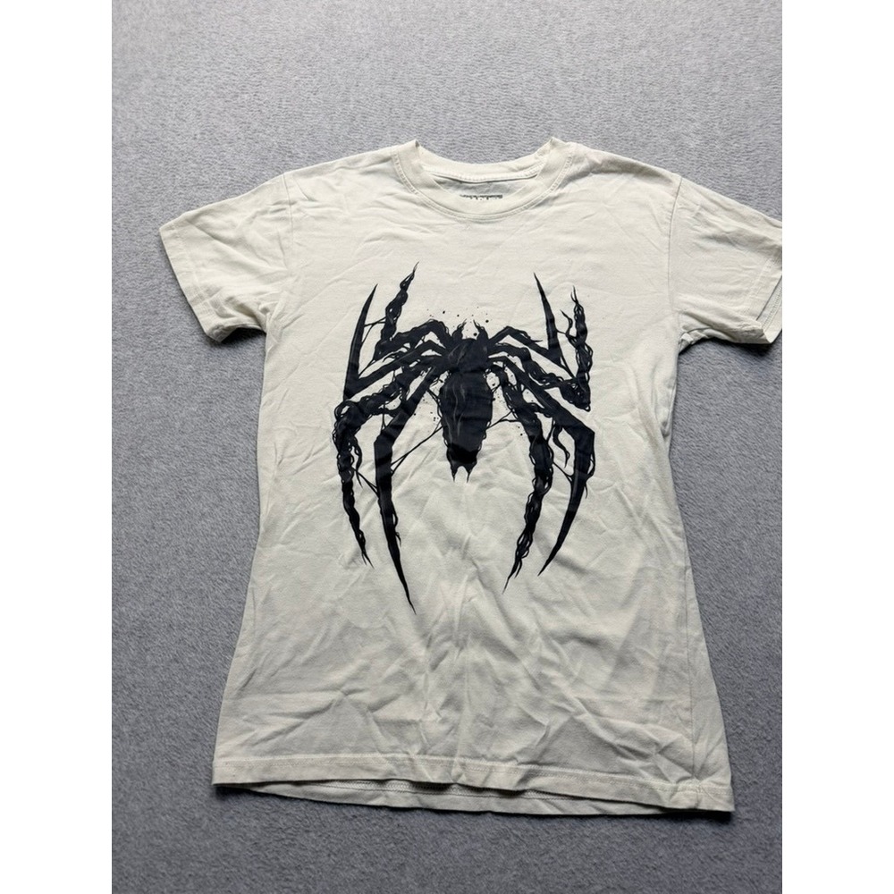 Marvel Venom Graphic T-Shirt Small Cream Black Ink Splatter Logo Tee